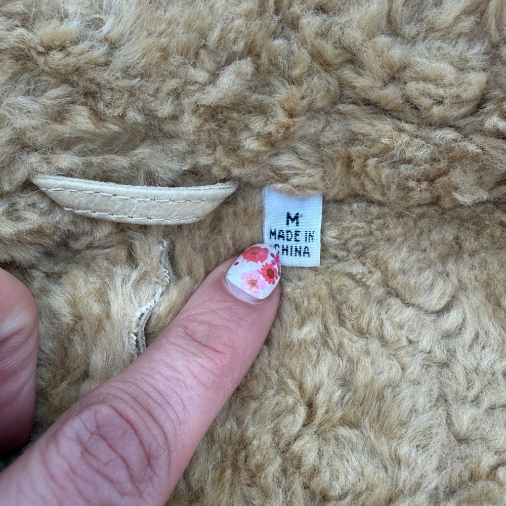 Leather Limited Shearling Coat Womens Medium Tan Good Penny Lane Genuine Leather - Picture 7 of 13